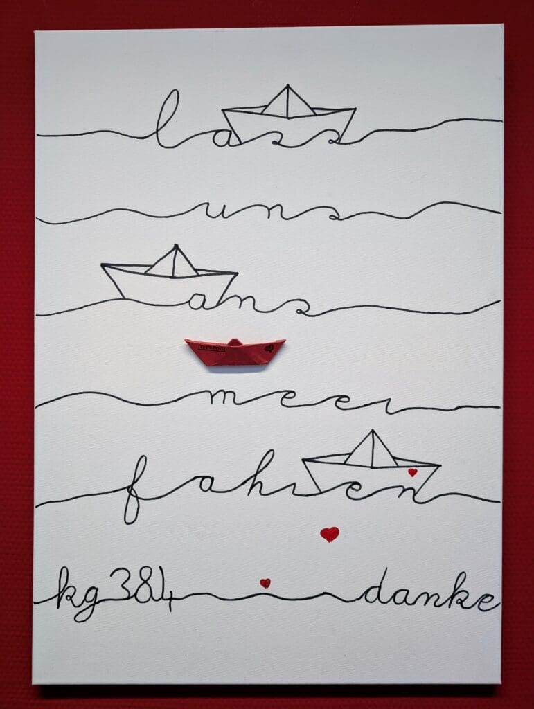 Wandzeichnung mit Schriftzug 'danke'